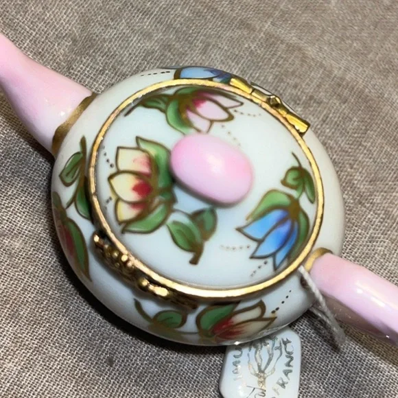 Rochard Limoges - Porcelain Teapot Tulips Limoges Box - Picture 4 of 10
